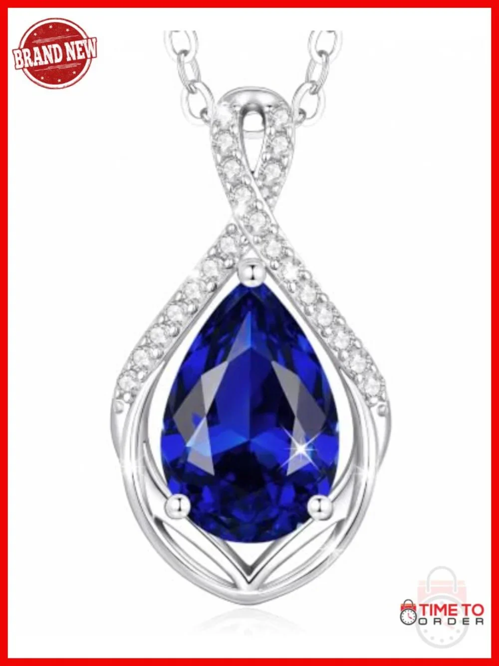 Infinity Teardrop Pendant Necklace Adjustable 20in Hypoallergenic Cubic Zirconia